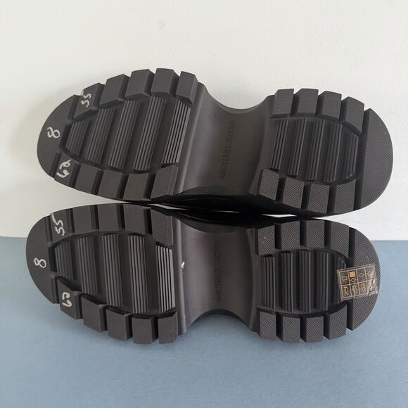 Michael Kors Shiloh Black Leather Chunky Lug Sole Platform Loafers - Picture 9 of 10